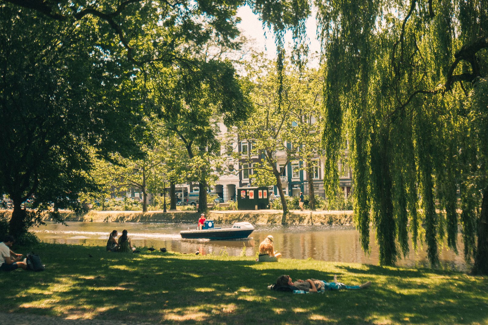 Famille dans un quartier vert