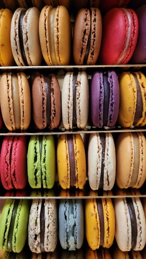 Macarons colorés dans une pâtisserie parisienne
